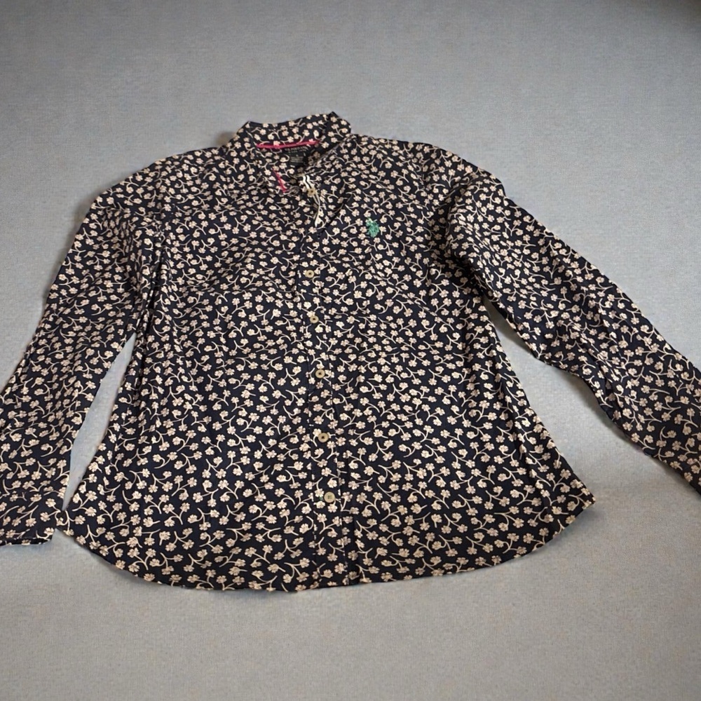 U.S. Polo Assn. Navy and Cream Floral Shirt 100% Cotton